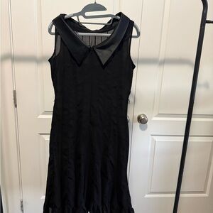 Sandra Darren Black Pleated Midi Dress – Size 6 – Sleeveless Chiffon